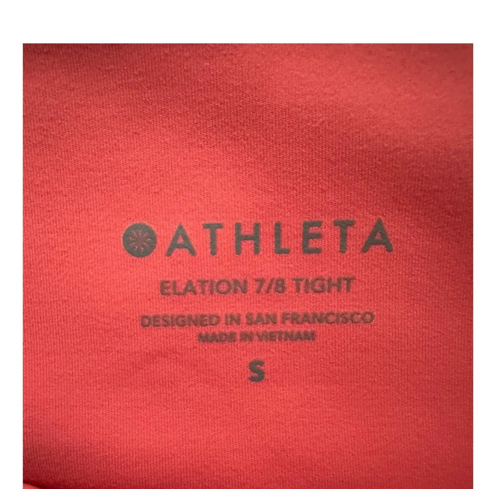 Athleta Elation 7/8 Tights Size S Coral Pink High Rise Yoga Leggings‎ Activewear